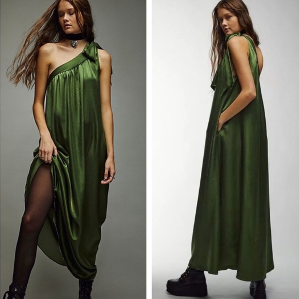 Free People One-Shoulder Dress in Green